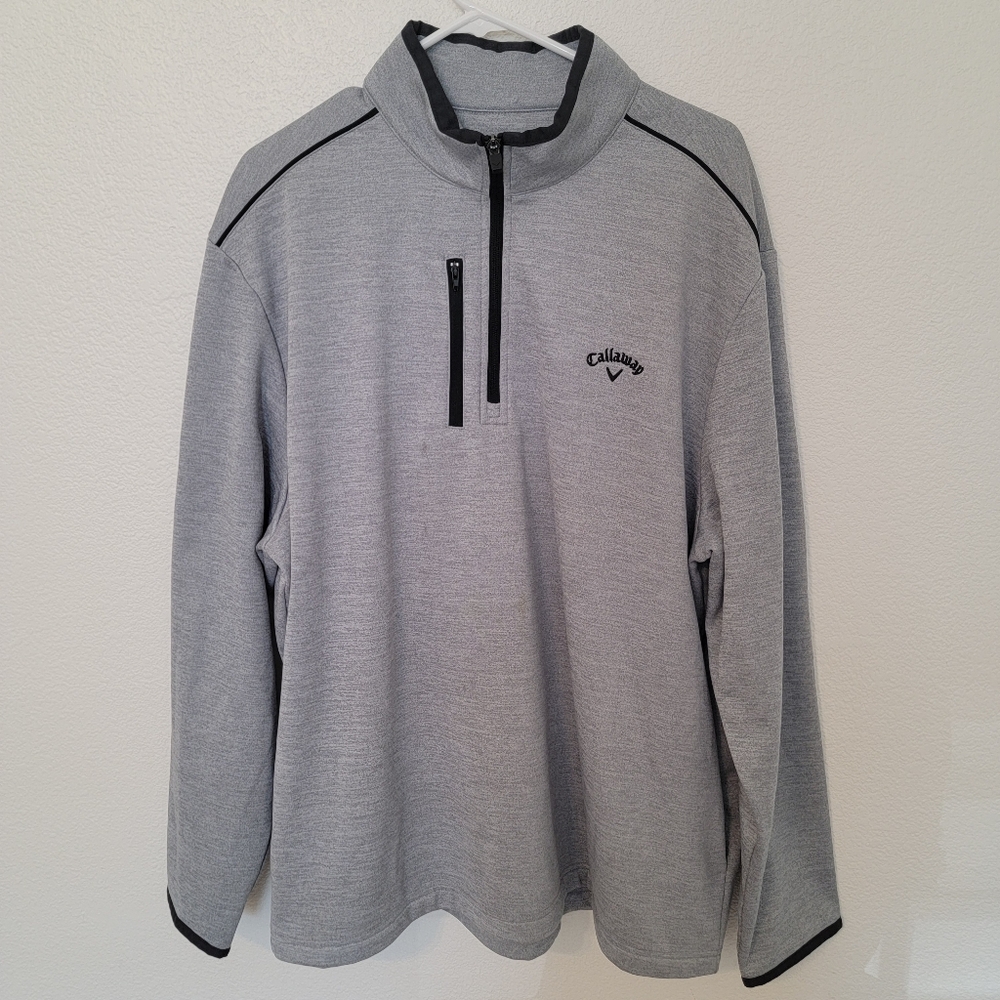 Callaway Gray 1/4 Zip Pullover Long Sleeve Golf Shirt Sz. EXL